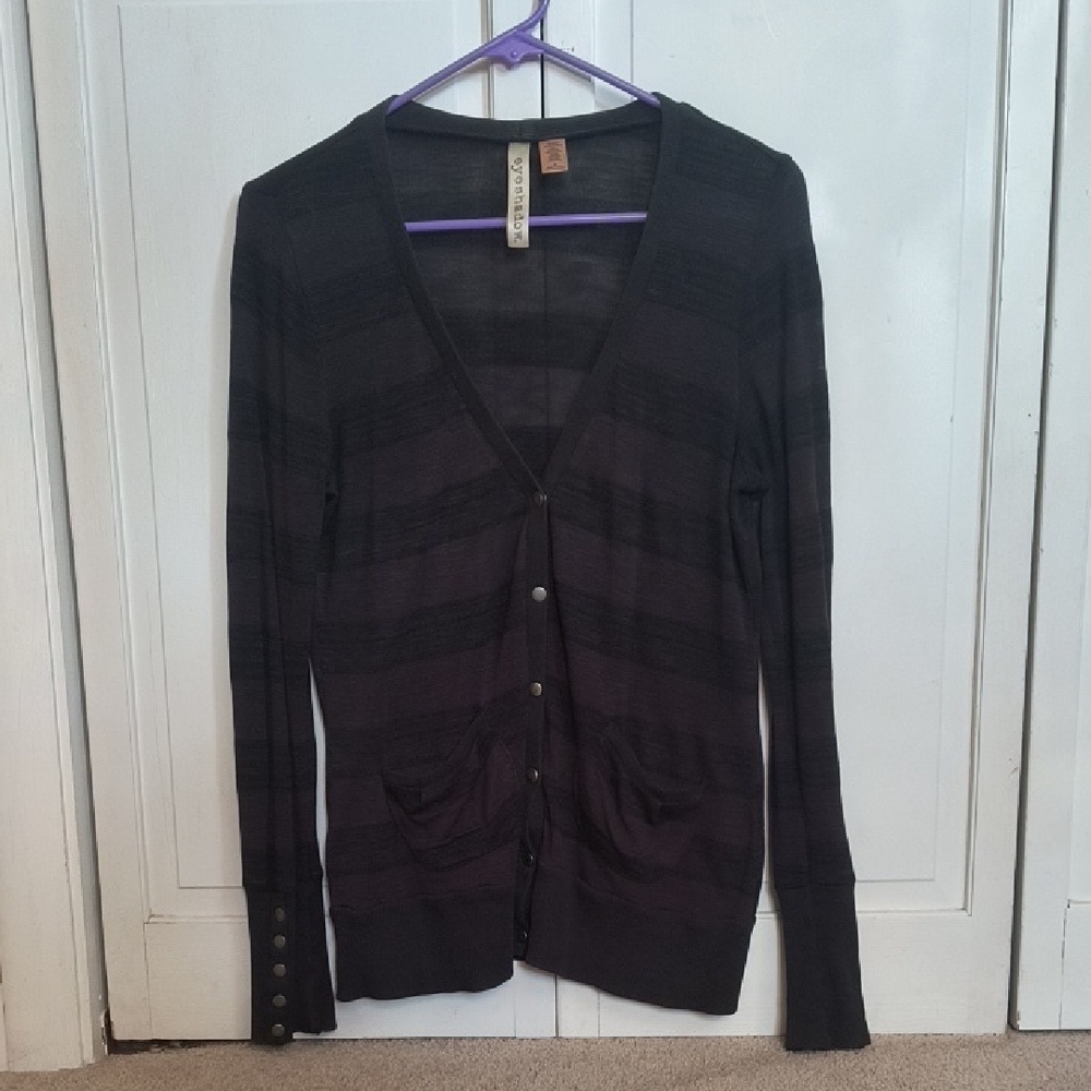 Eyeshadow Black Striped Cardigan M